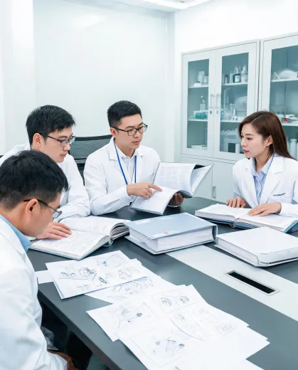 Regulatory affairs team reviewing documentation